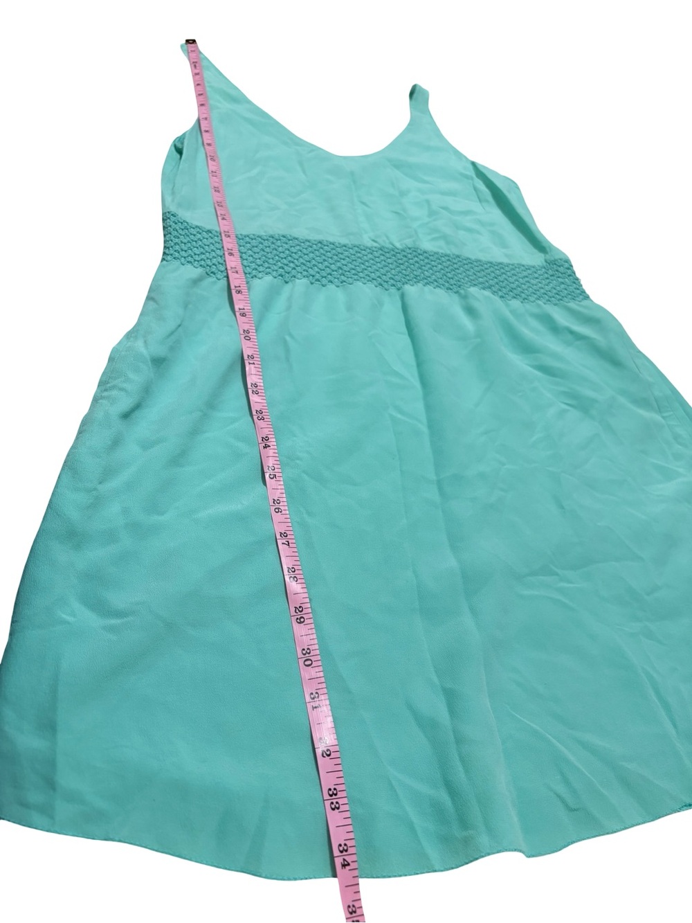 Babaton Aritzia 100% Silk Aqua Smocked Waist Sleeveless Dress S - Picture 10 of 10